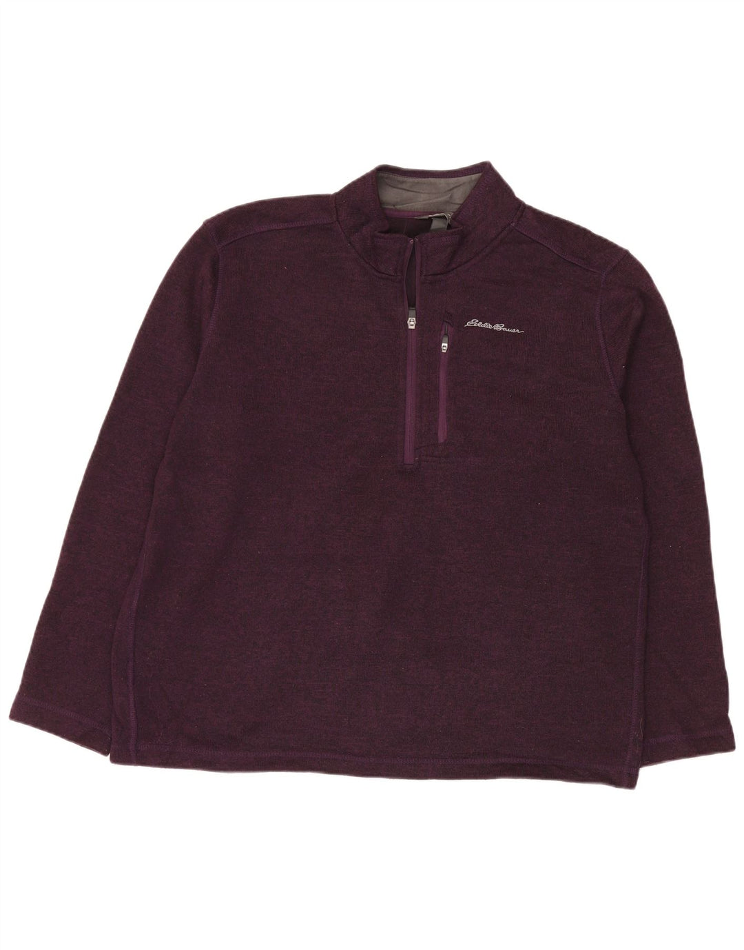 EDDIE BAUER Felpa con collo con zip da uomo Maglione XL Poliestere chiazzato viola