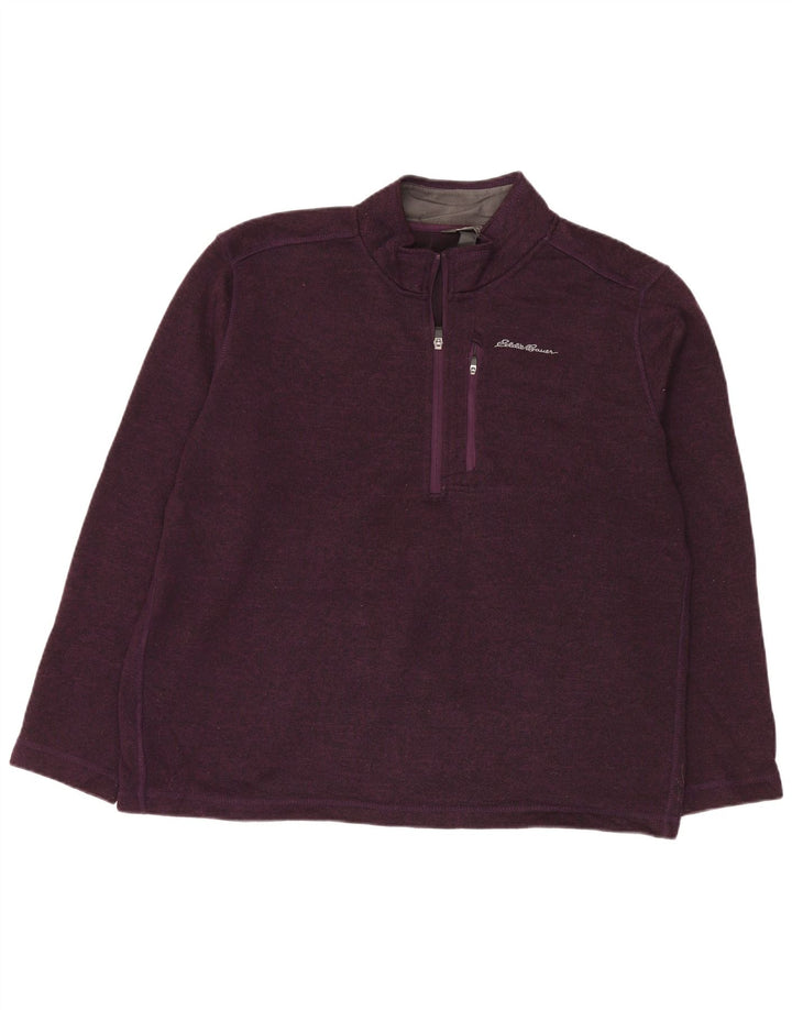 EDDIE BAUER Felpa con collo con zip da uomo Maglione XL Poliestere chiazzato viola