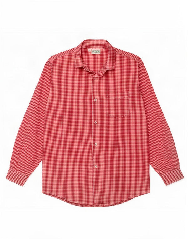 Benetton Boys O12 Shirt 8-9 Years Large Red Gingham Cotton