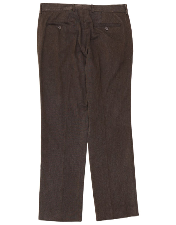 Pantaloni da abito dritti da uomo Zara EU 44 Large W34 L33 Poliestere marrone