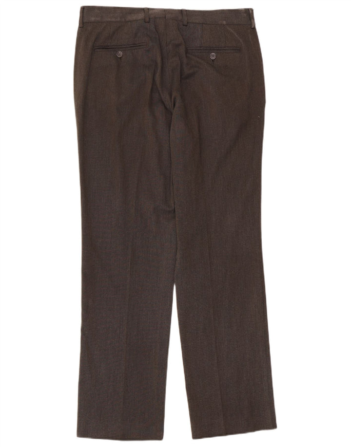 Pantaloni da abito dritti da uomo Zara EU 44 Large W34 L33 Poliestere marrone