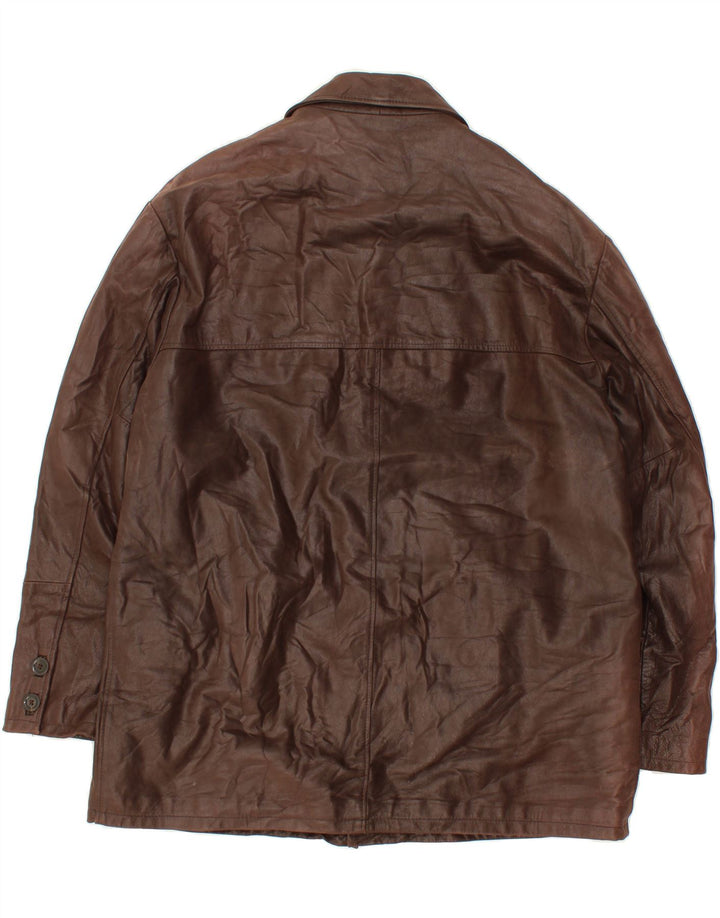 Cappotto in pelle da uomo VINTAGE IT 58 4XL Pelle marrone
