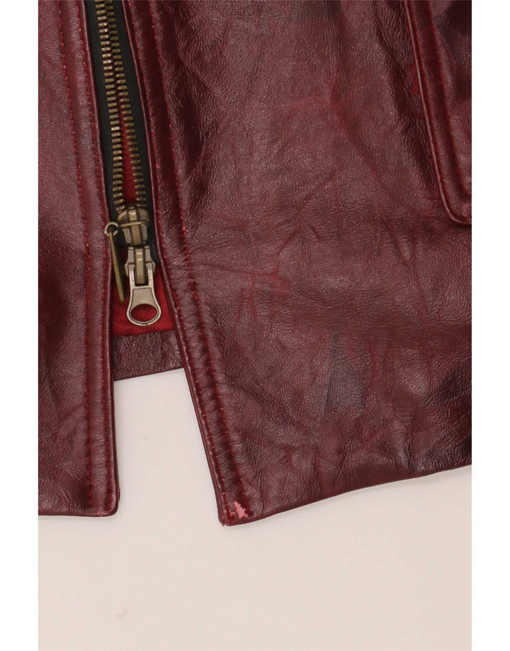 Giacca in pelle vintage da donna UK 26 5XL Borgogna