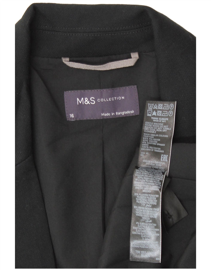Giacca blazer a 1 bottone Marks & Spencer da donna UK 16 grande poliestere nero
