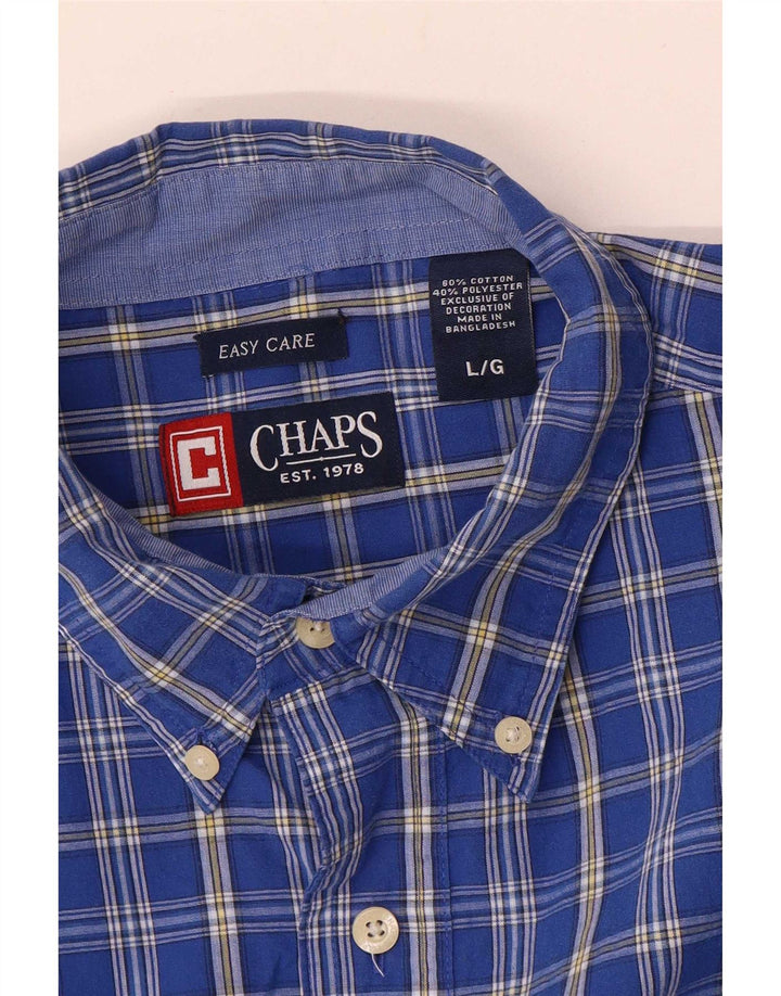 Chaps Camicia da uomo Easy Care, cotone a quadri blu grandi