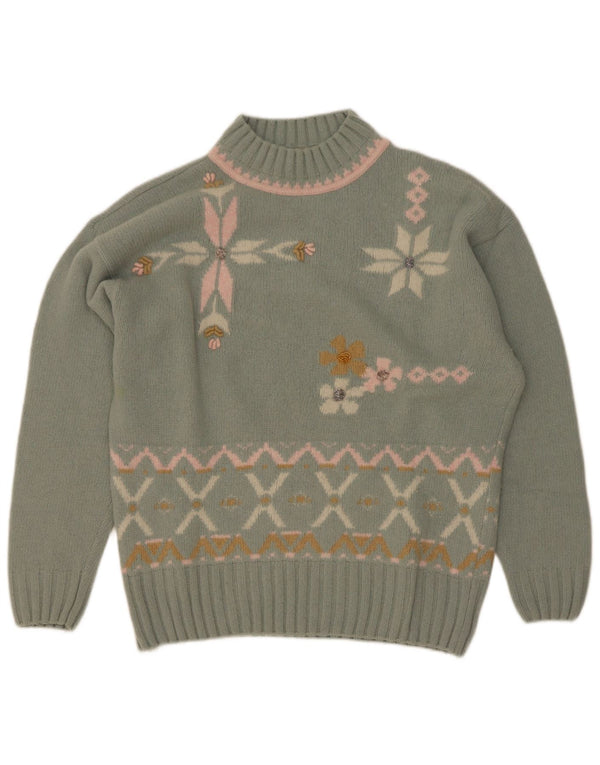 Maximilian Maglione da donna con collo alto e maglione UK 14 Verde medio Fair Isle