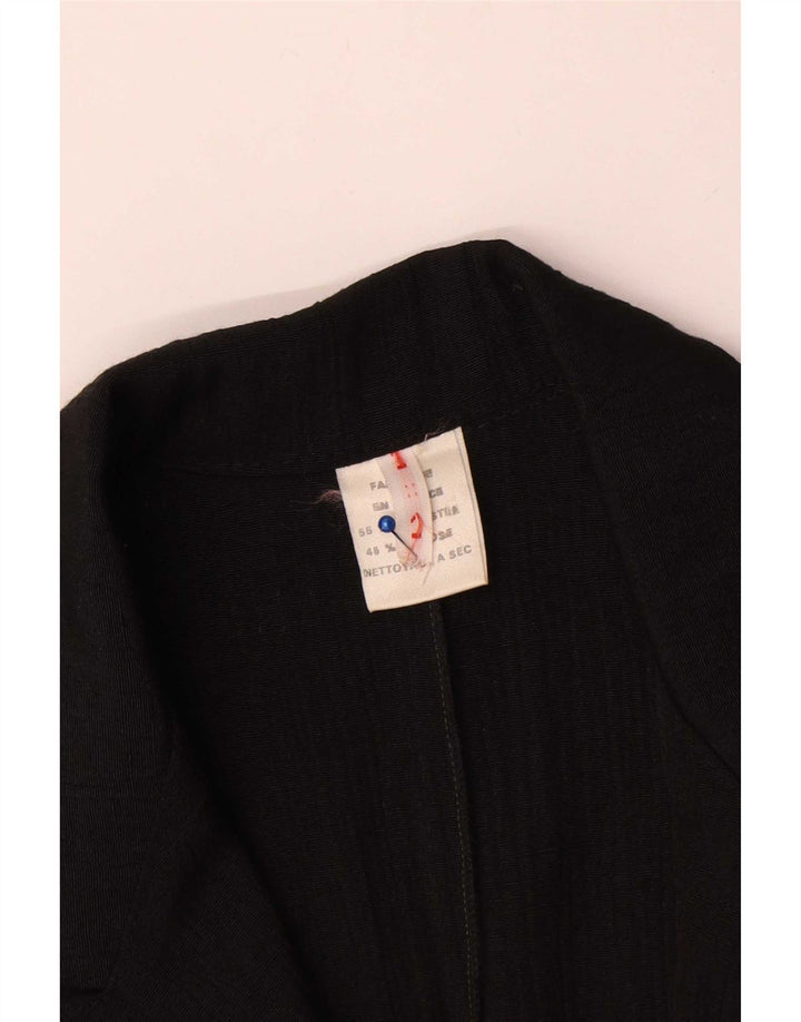 Giacca blazer doppiopetto vintage da donna corta UK 16 grande nera