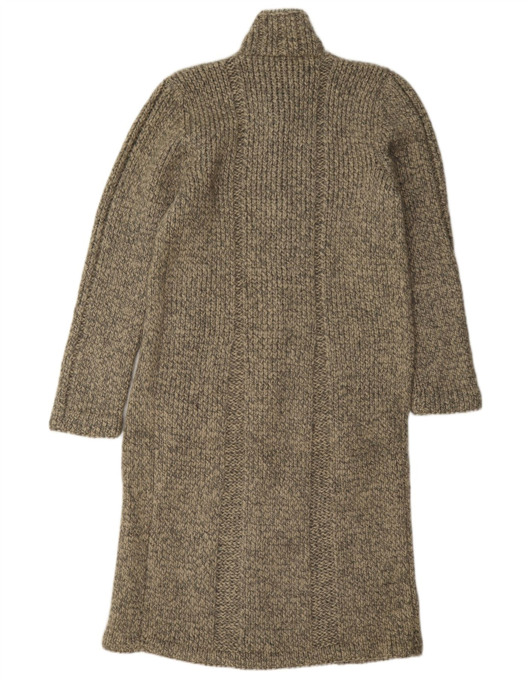 Maglione cardigan lungo da donna vintage UK 14 Grigio medio chiazzato