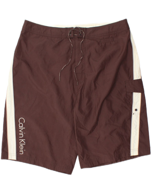 Pantaloncini da bagno grafici da uomo Calvin Klein XL poliestere color block marrone