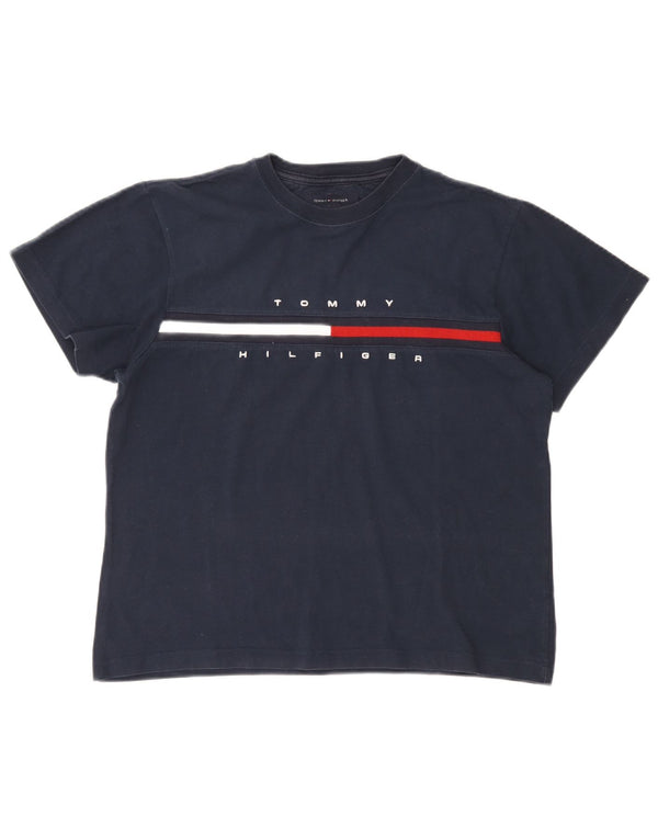 T-shirt grafica oversize da donna Tommy Hilfiger Top UK 10 Small Blu Navy