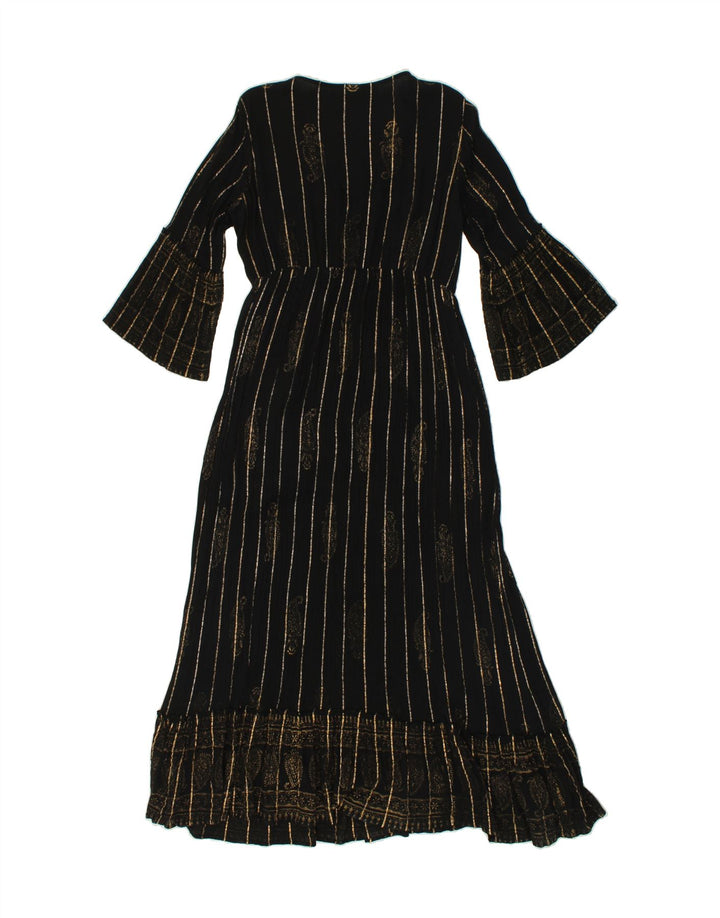 Abito maxi da donna VINTAGE con maniche a 3/4 taglia unica a righe nere