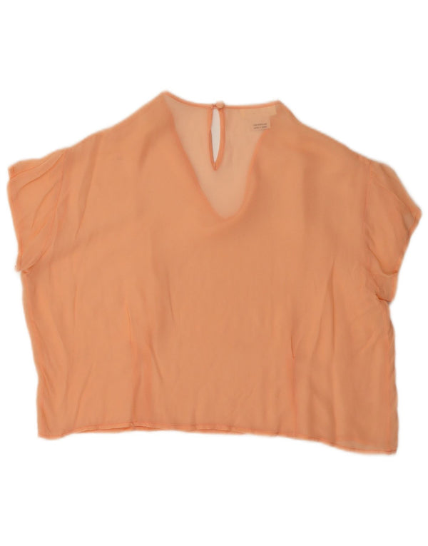 Top corto da donna vintage IT 44 Seta arancione medio