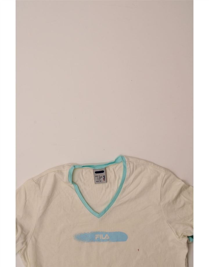 FILA Womens T-Shirt Top IT 40/42 Small Off White Cotton Vintage Fila and Second-Hand Fila from Messina Hembry 