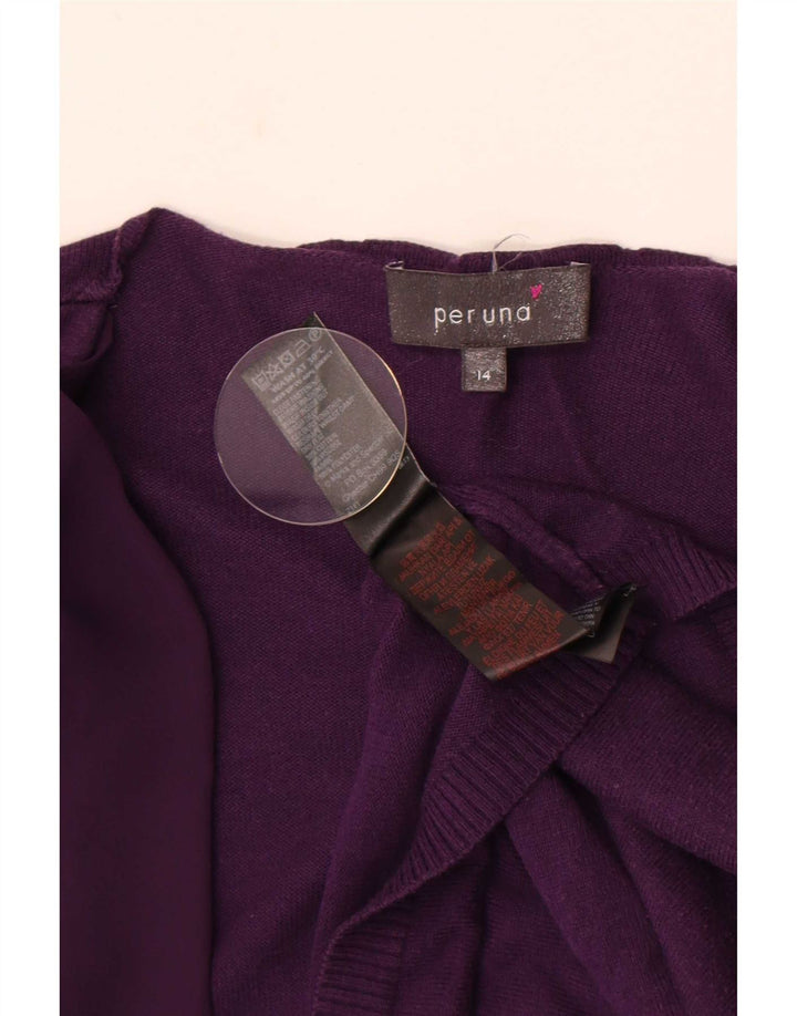 Maglione cardigan aperto da donna Marks & Spencer UK 14 Cotone viola medio