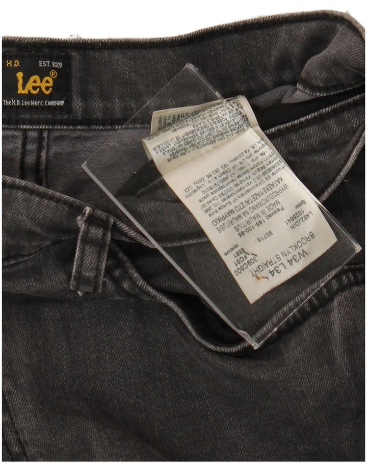 Jeans dritti da uomo Lee Brooklyn W34 L30 cotone grigio