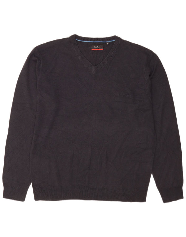 Maglione da uomo con scollo a V Pierre Cardin XL in acrilico blu navy