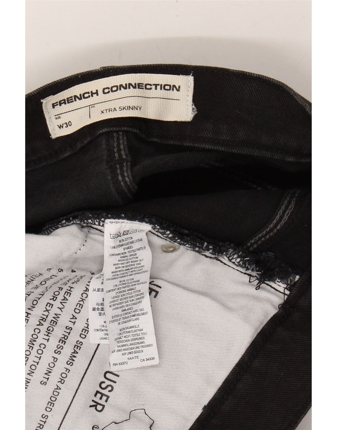 FRENCH CONNECTION Womens Skinny Jeans  W30 L33 Black Cotton Vintage French Connection and Second-Hand French Connection from Messina Hembry 