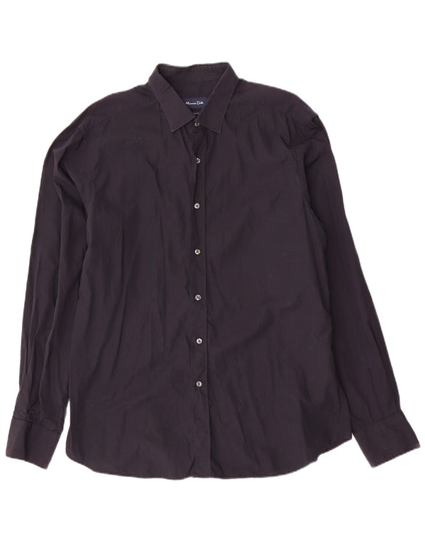 MASSIMO DUTTI Camicia slim fit da uomo XL in cotone blu navy