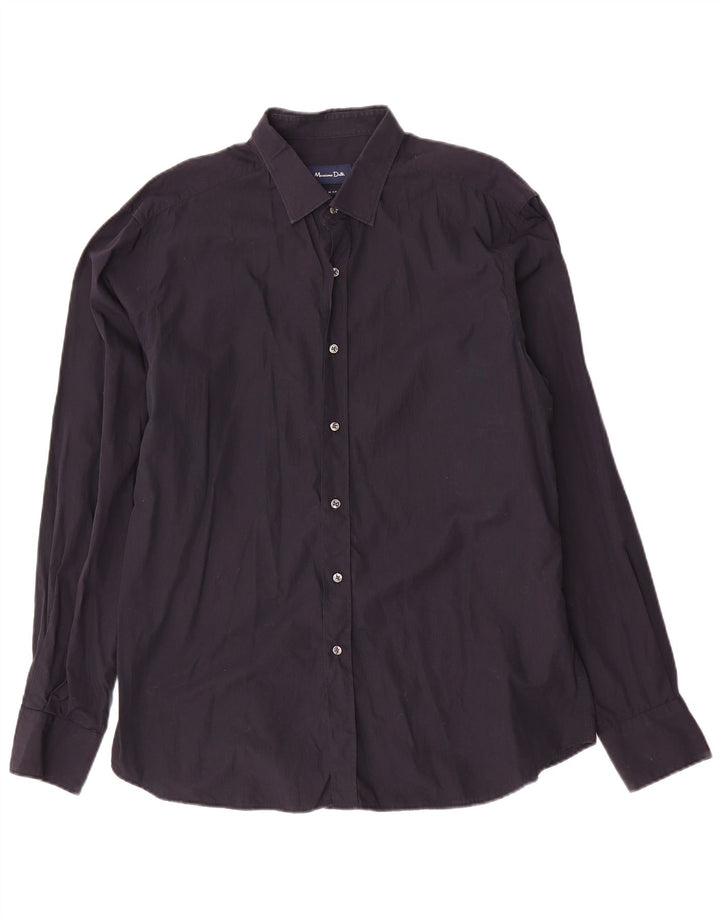 MASSIMO DUTTI Camicia slim fit da uomo XL in cotone blu navy