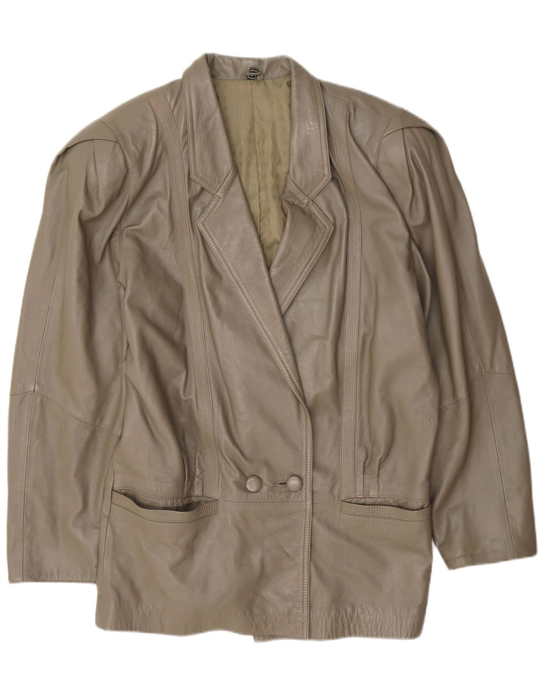 Giacca in pelle doppiopetto vintage da donna UK 16 grande verde