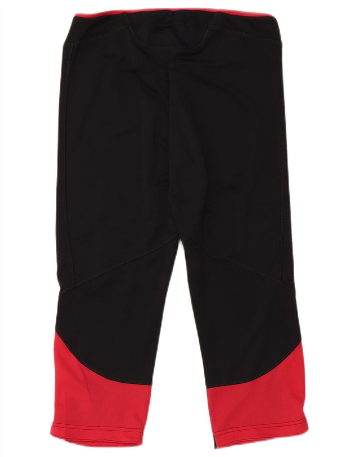 ADIDAS Womens Capri Leggings UK 14 Medium Black Colourblock Polyester