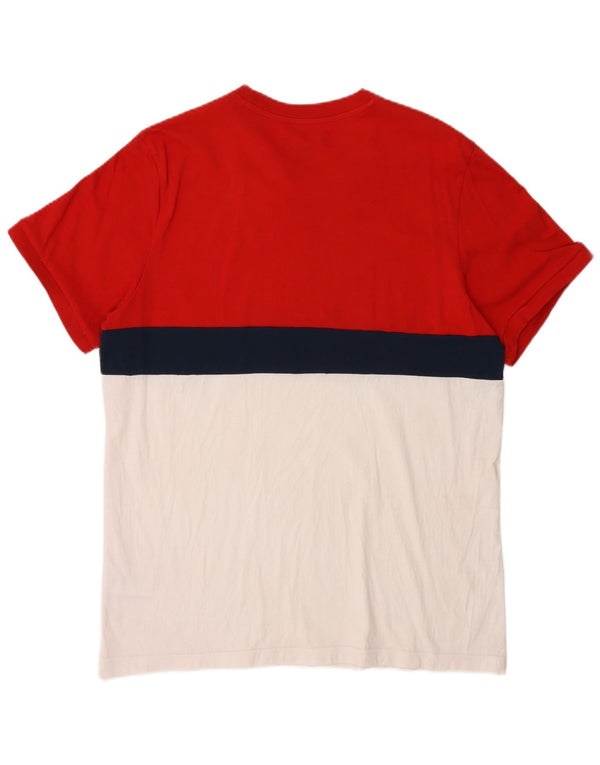 T-shirt da uomo Adidas Top Large rossa in cotone color block