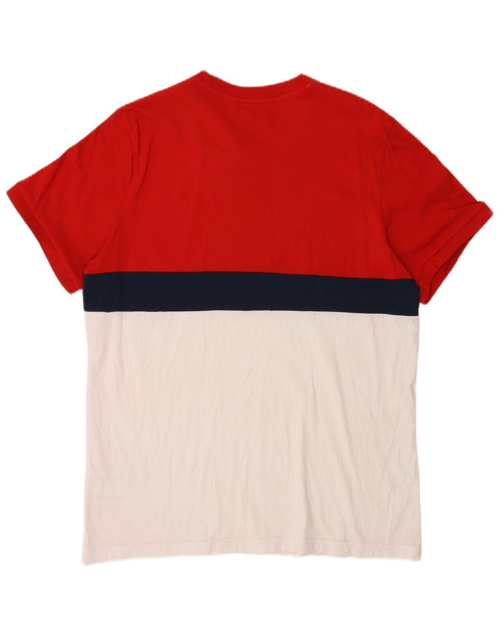 T-shirt da uomo Adidas Top Large rossa in cotone color block