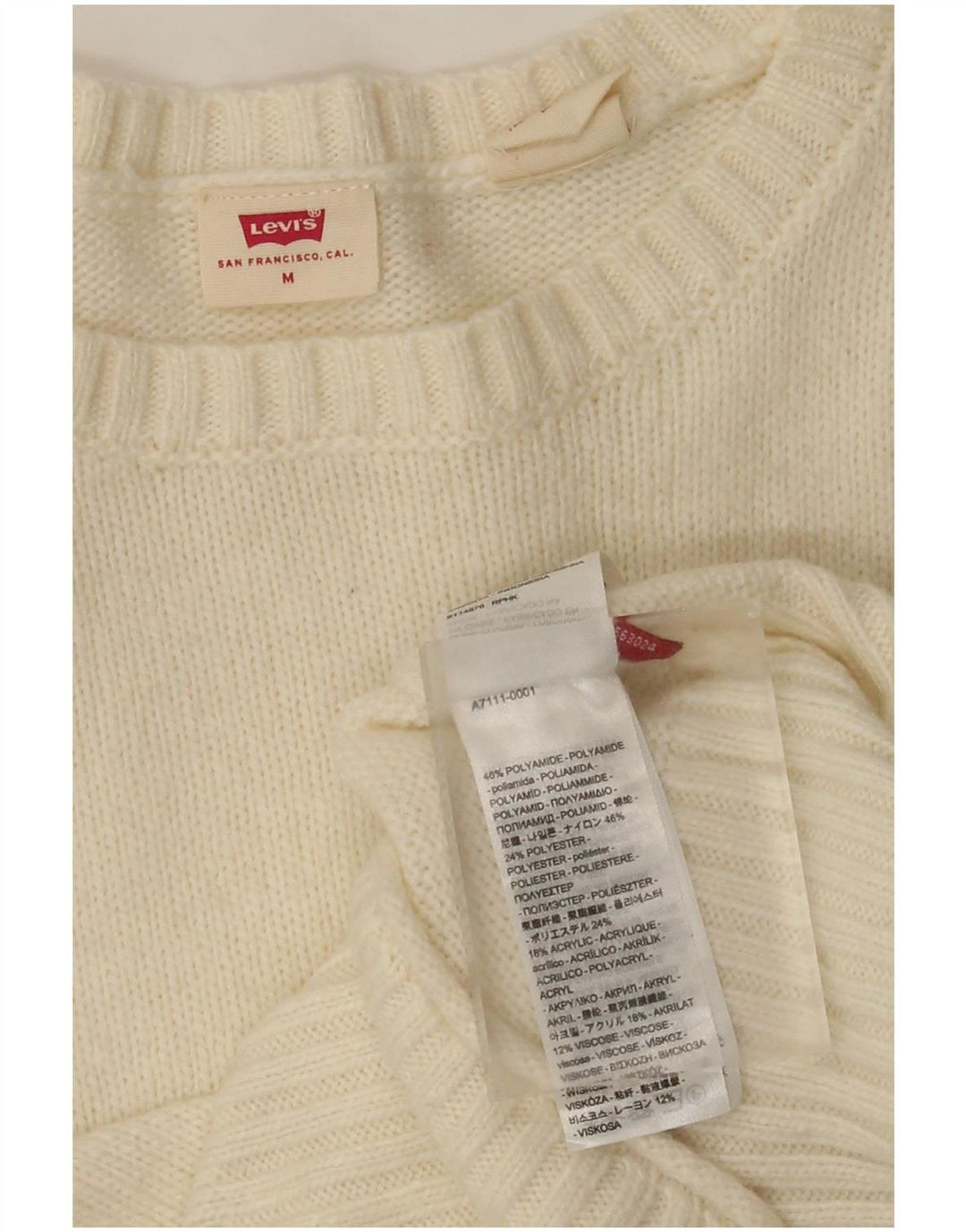 Maglione maglione con scollo a barca da donna Levi's UK 12 poliammide medio bianco sporco