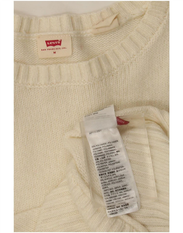 Maglione maglione con scollo a barca da donna Levi's UK 12 poliammide medio bianco sporco