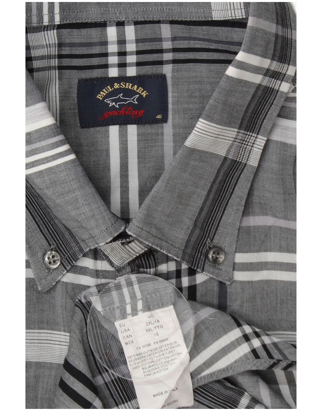 Camicia da uomo Paul & Shark 2XL Cotone scozzese grigio