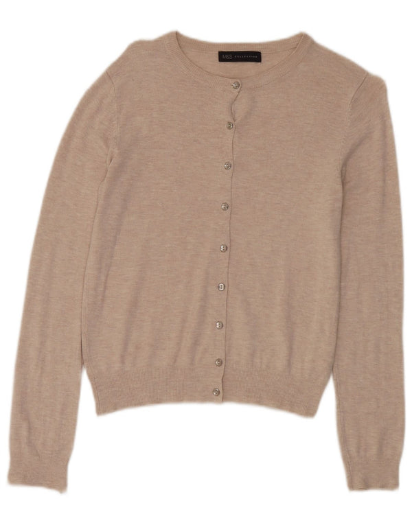 Maglione cardigan da donna Marks & Spencer UK 10 Small Beige Viscosa