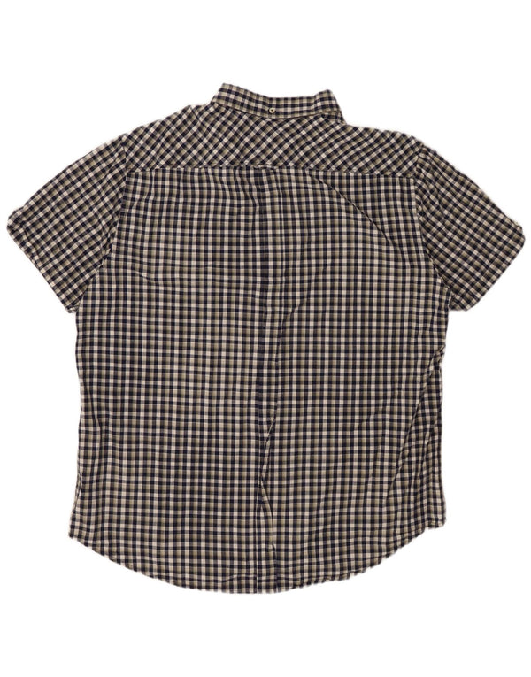 BEN SHERMAN Camicia a maniche corte da uomo 2XL Cotone a quadretti blu navy