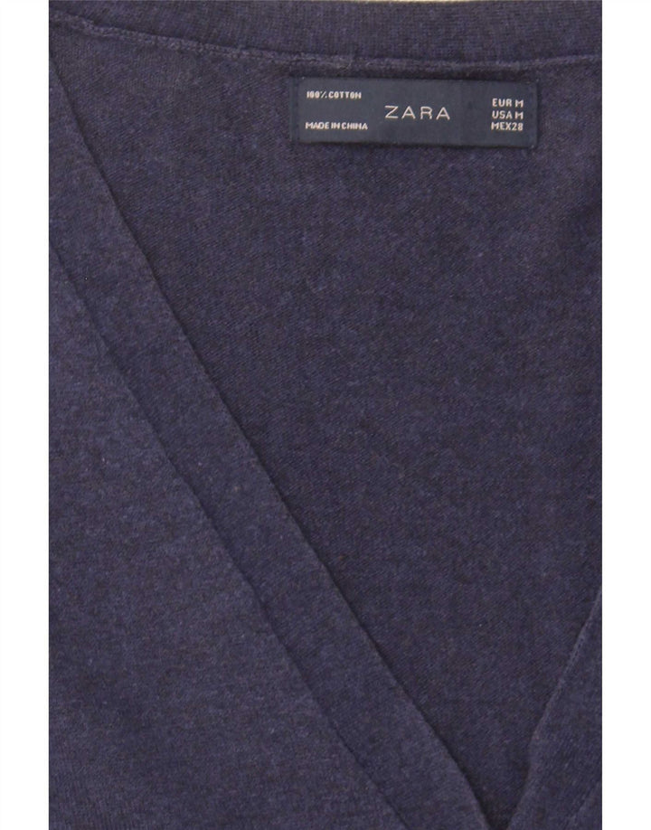 Maglione cardigan da donna Zara UK 12 cotone blu navy medio