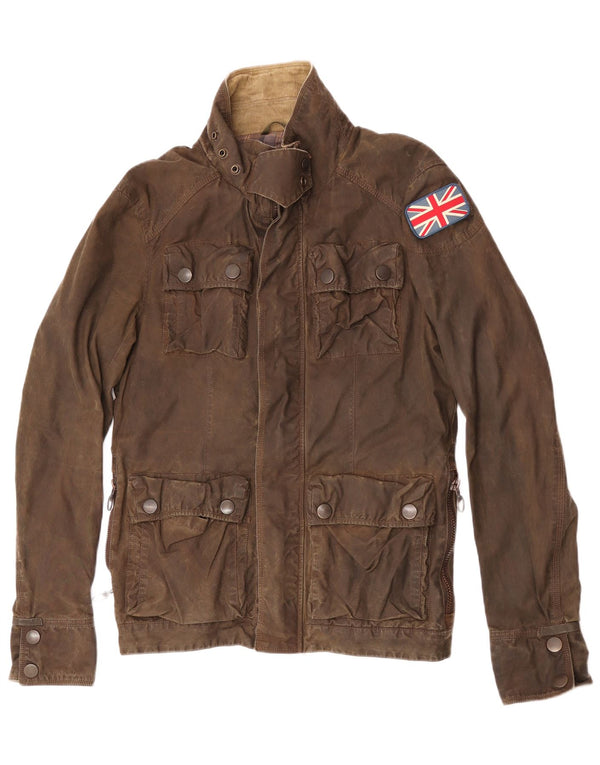 Giacca multiuso da uomo in cotone cerato Superdry UK 40 grande cotone marrone
