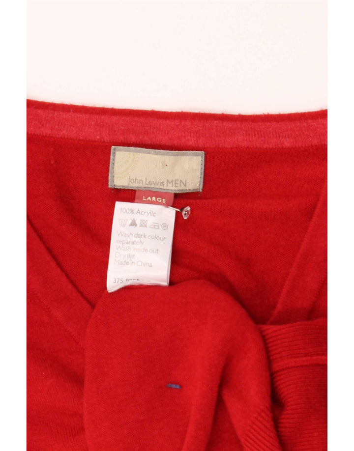 Maglione da uomo con scollo a V John Lewis, grande acrilico rosso