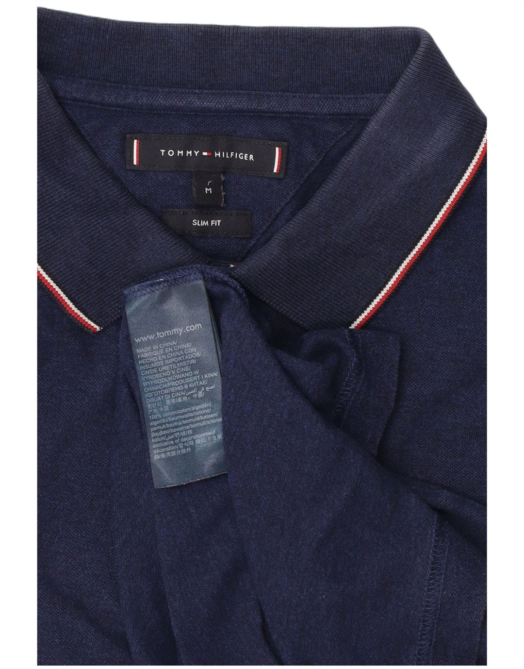 TOMMY HILFIGER Polo da uomo slim fit in cotone blu navy medio