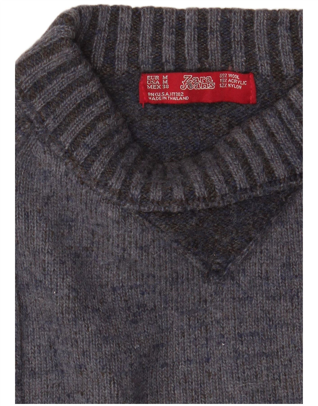 Maglione girocollo da uomo Zara in lana color block grigio medio