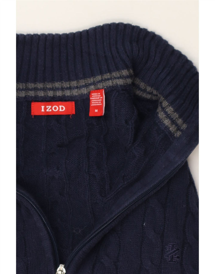 Maglione da uomo con zip e collo Izod in cotone blu navy medio