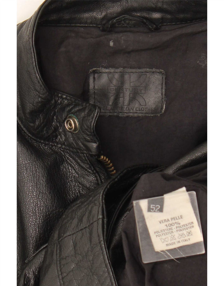 Giacca da motociclista in pelle da uomo vintage IT 52 XL Nera