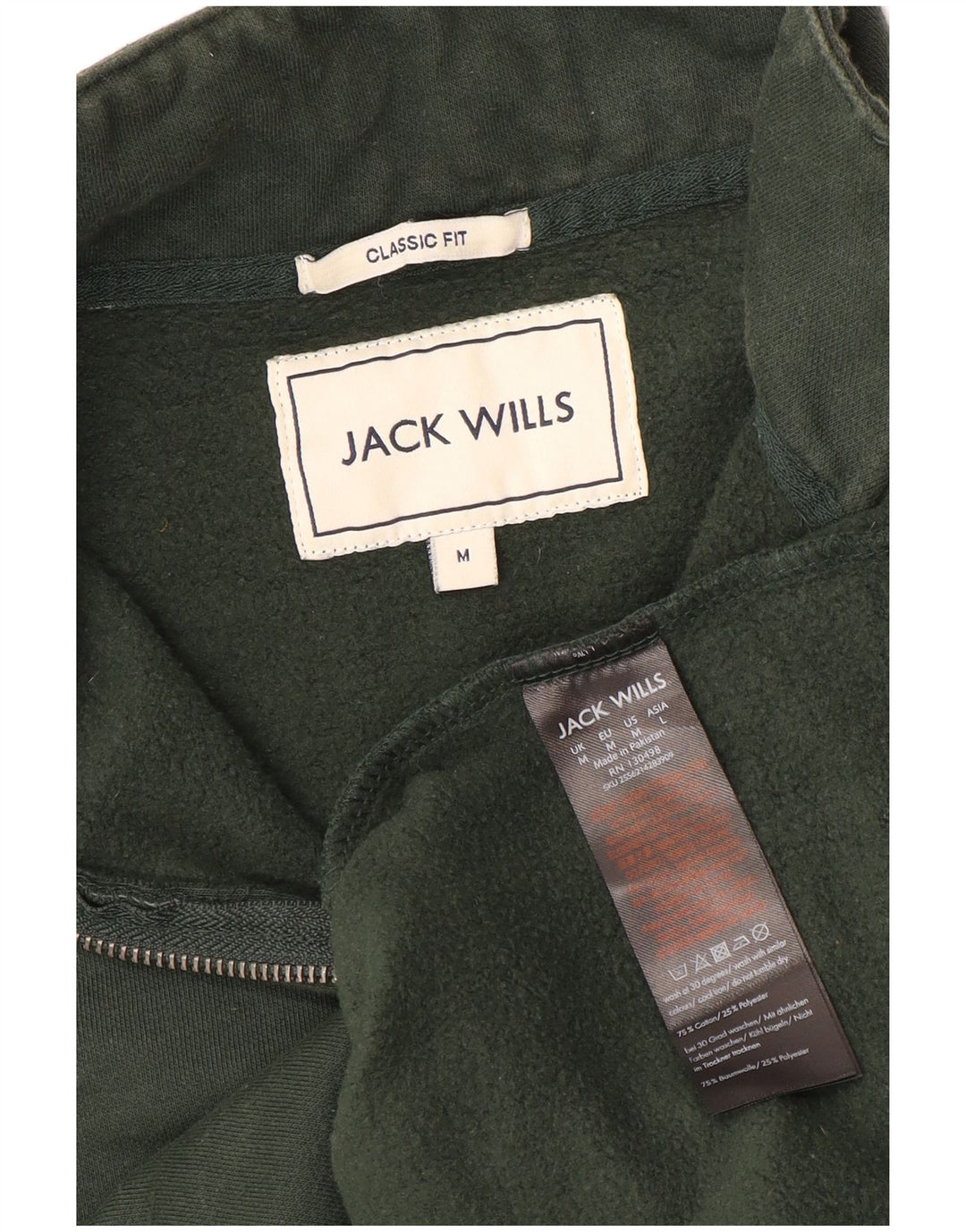 Felpa con collo con zip e vestibilità classica da uomo Jack Wills, cotone medio kaki