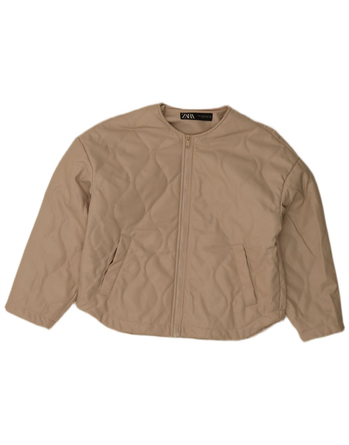 Giacca trapuntata oversize in ecopelle da donna Zara UK 6 XS Poliestere beige