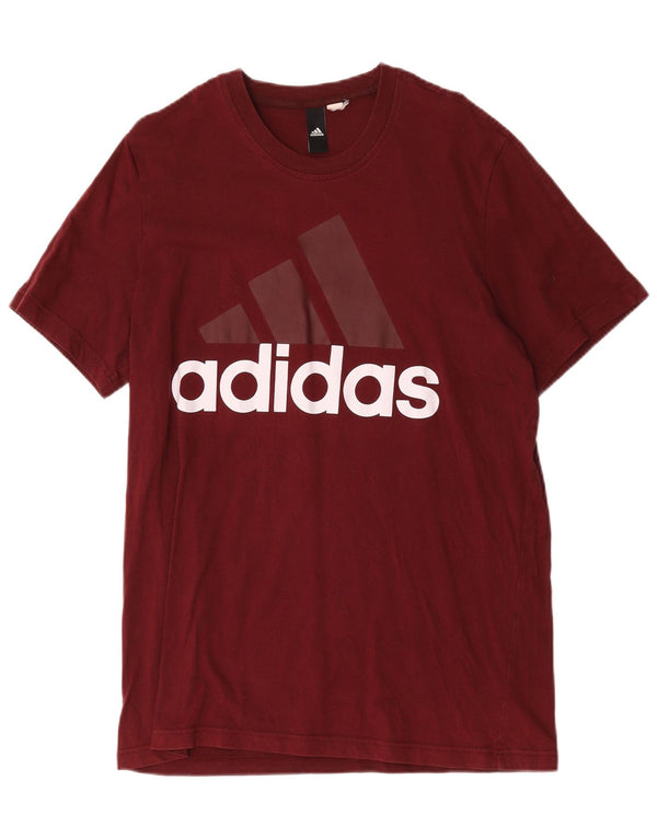T-shirt grafica da uomo Adidas Top in cotone bordeaux medio