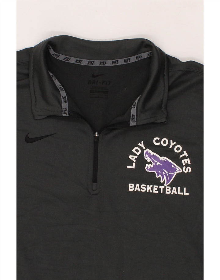 NIKE Mens Basketball Zip Neck Pullover Tracksuit Top Large Grey Polyester Vintage Nike and Second-Hand Nike from Messina Hembry 