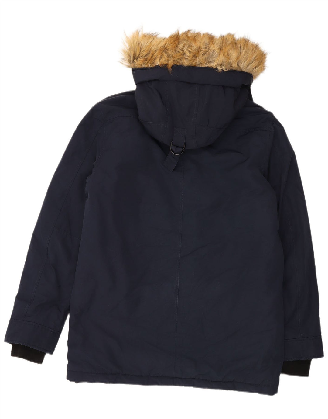 ZARA Giacca Parka da Uomo con Cappuccio UK 40 Large Blu Navy Poliestere