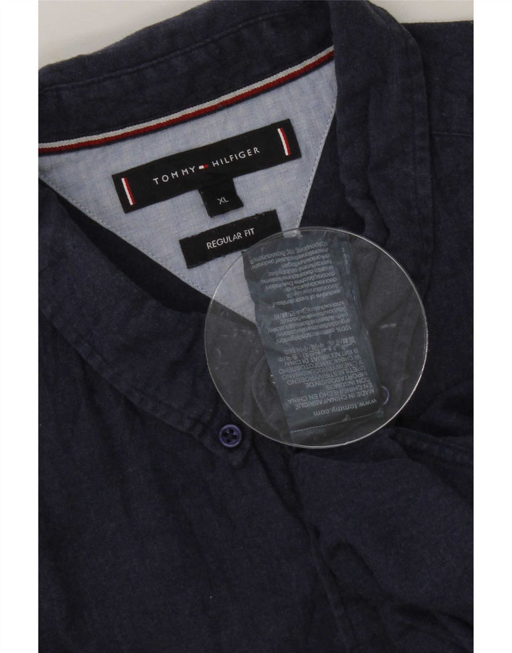 Camicia da uomo Regular Fit Tommy Hilfiger XL in cotone blu navy