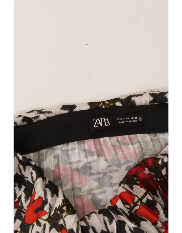 ZARA Womens Pleated A-Line Skirt Medium W30  White Houndstooth Vintage Zara and Second-Hand Zara from Messina Hembry 