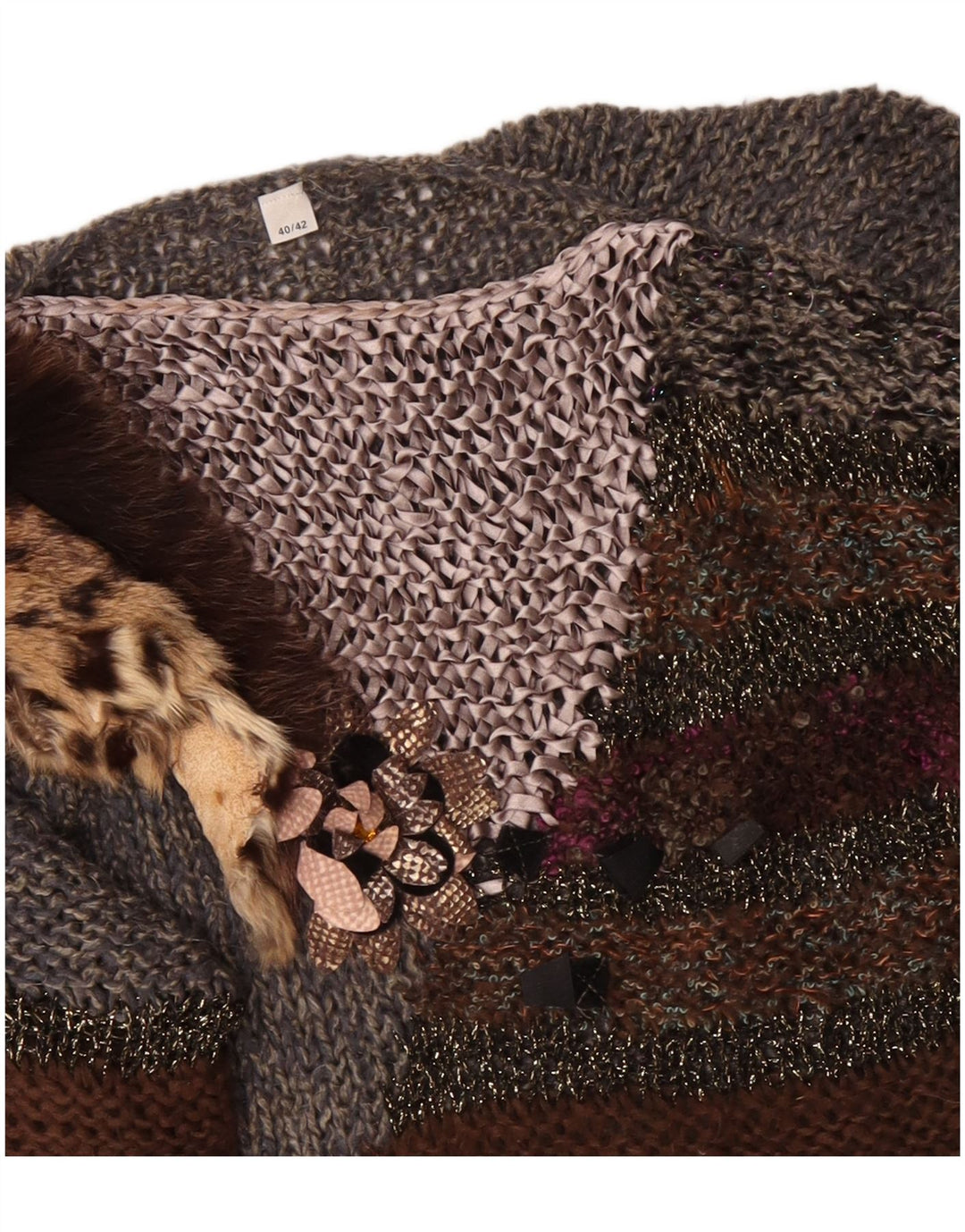 Maglione maglione con scollo a barca da donna VINTAGE EU 40/42 Colore grigio medio