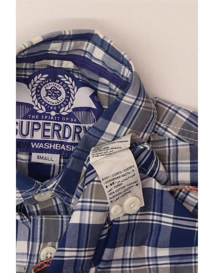 Camicia da uomo SUPERDRY in cotone a quadri piccoli blu