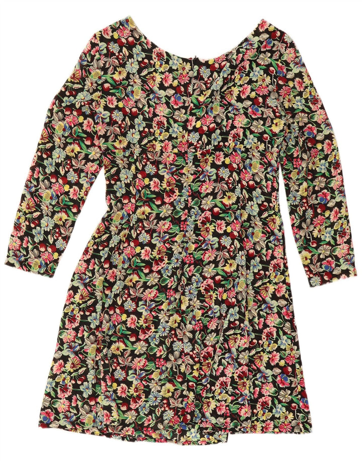 Abito a trapezio da donna a maniche lunghe VINTAGE IT 42 Medio floreale multicolore
