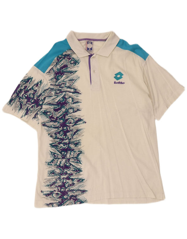 Polo grafica da uomo Lotto Large bianca a blocchi di colore